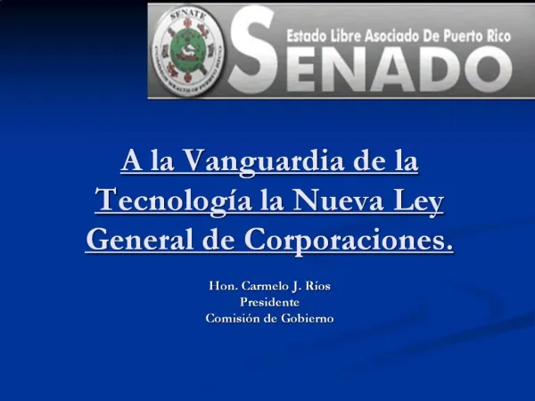 A la Vanguardia de la Tecnolog a la Nueva Ley General de Corporaciones.