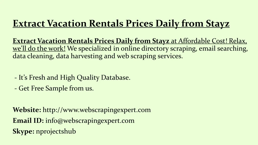 extract vacation rentals prices daily from stayz