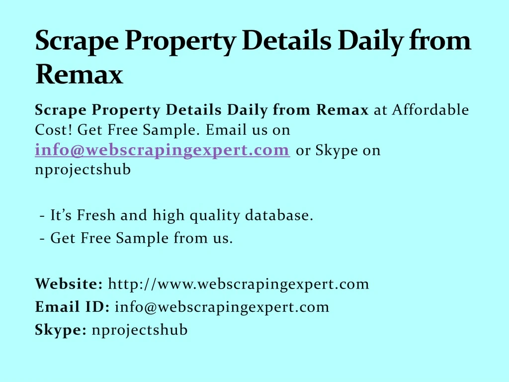 scrape property details daily from remax