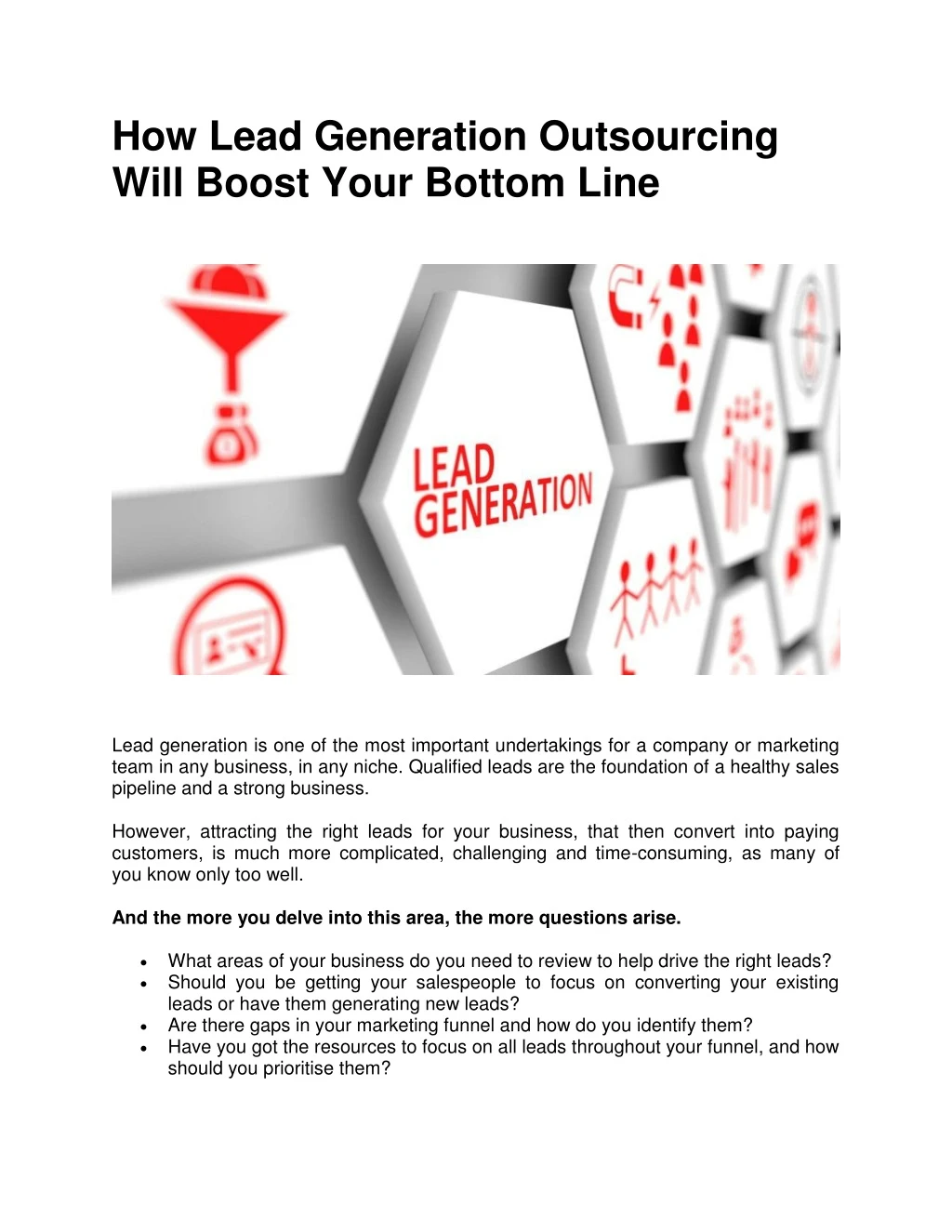 how lead generation outsourcing will boost your