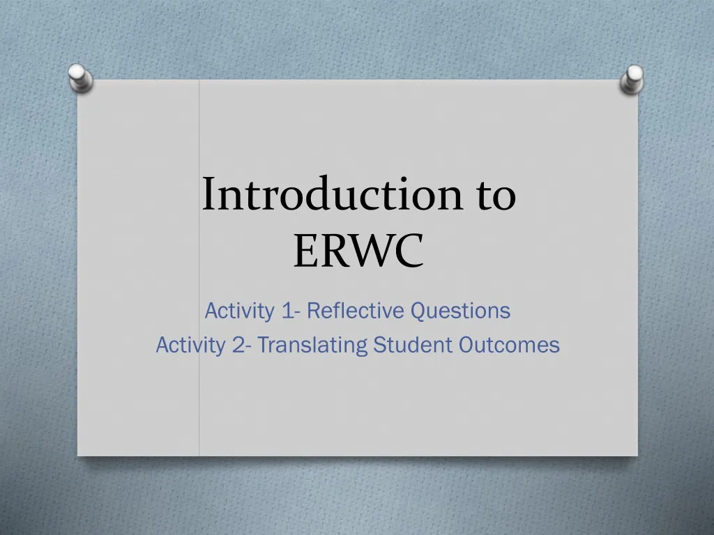 introduction to erwc