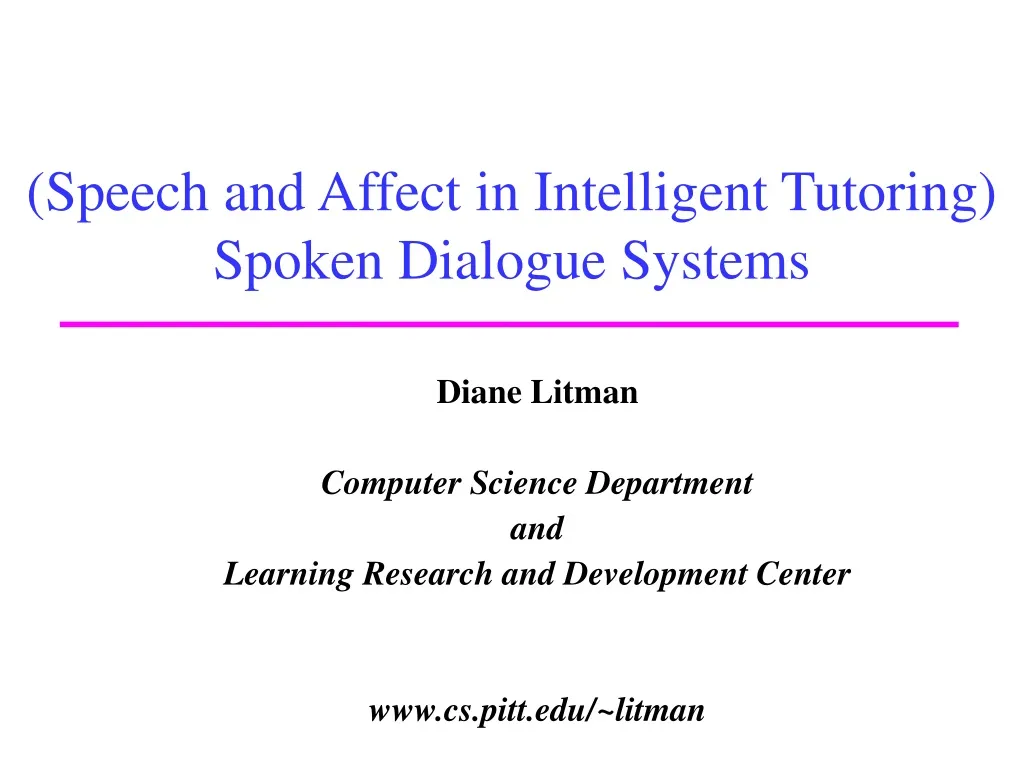 speech and affect in intelligent tutoring spoken dialogue systems