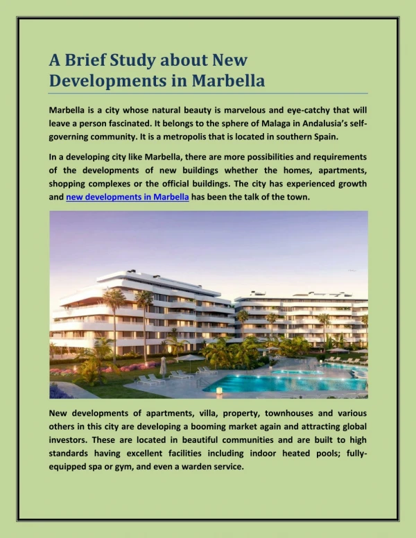 a brief study about new developments in marbella