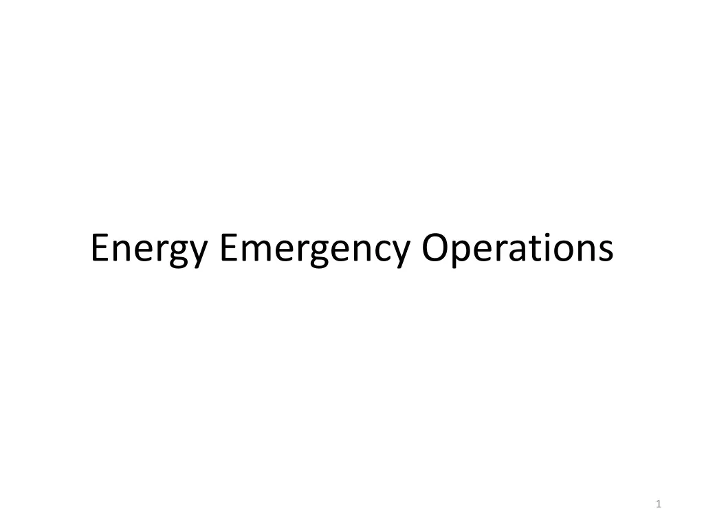 energy emergency operations
