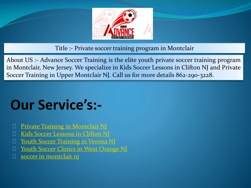 title p rivate soccer training program