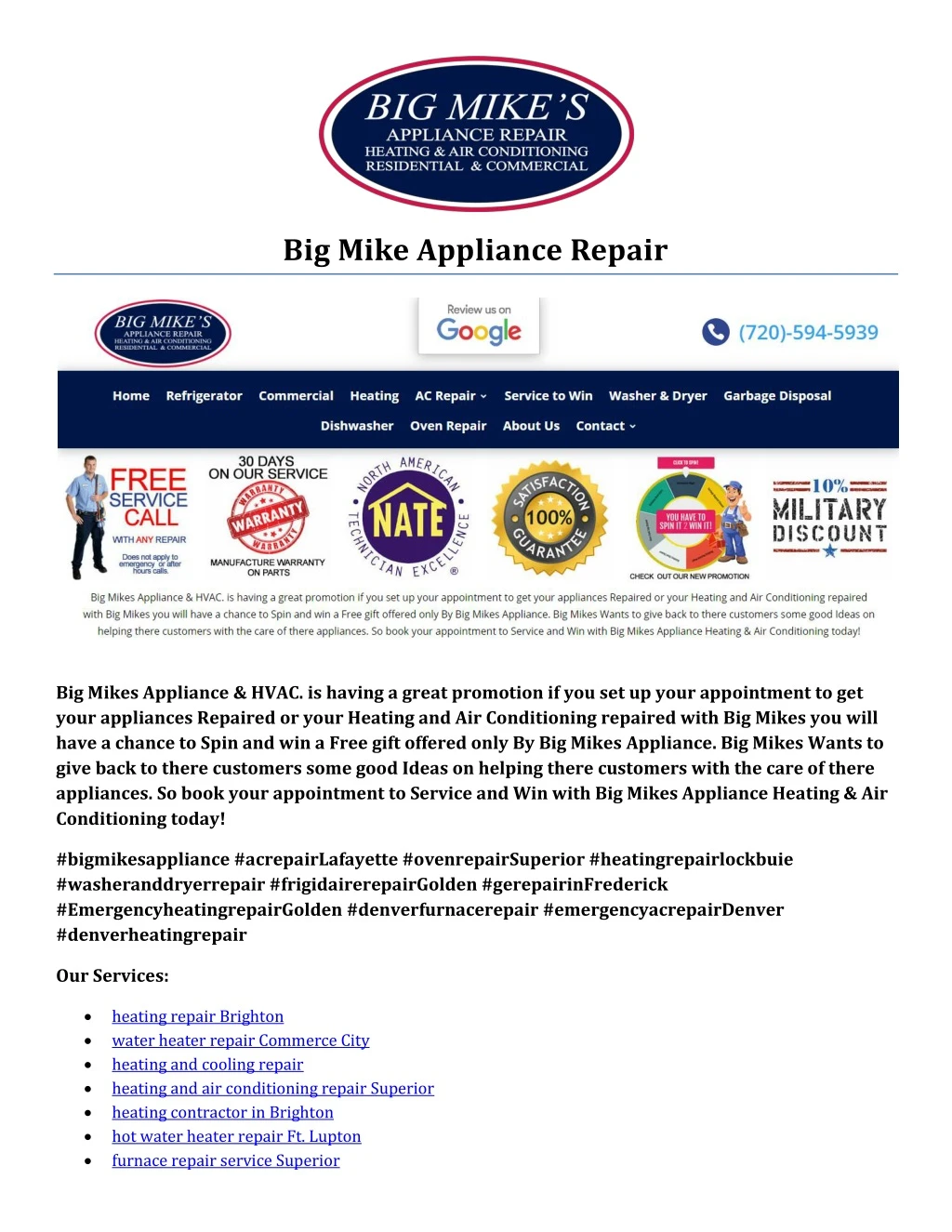 big mike appliance repair