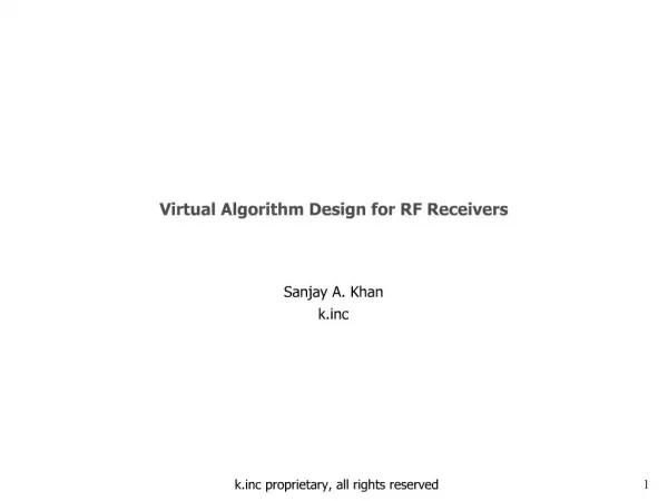 Virtual Algorithm Design for RF Receivers