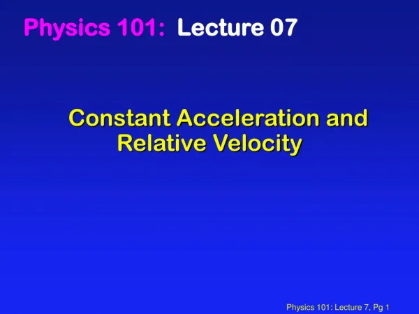 Constant Acceleration and Relative Velocity