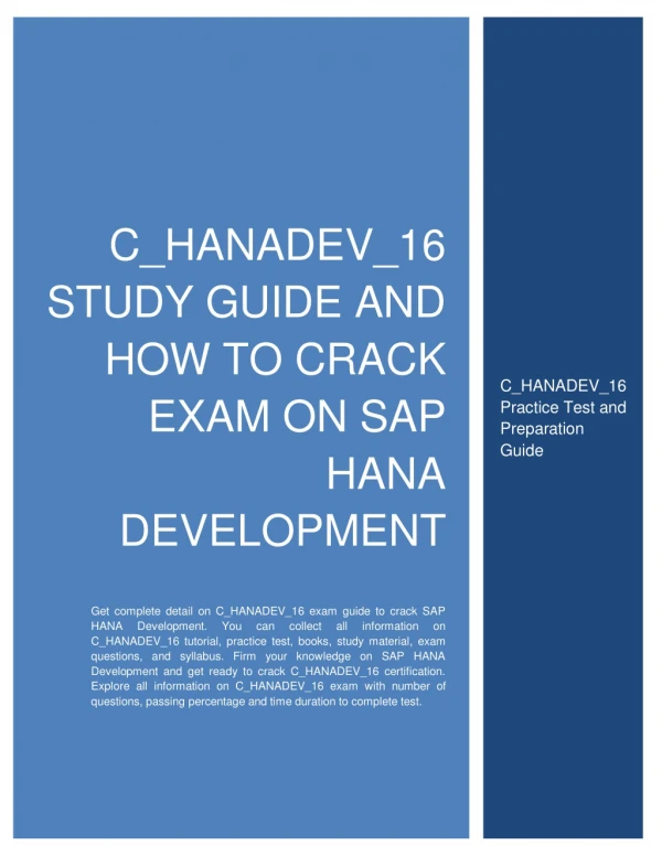c hanadev 16 study guide and how to crack exam