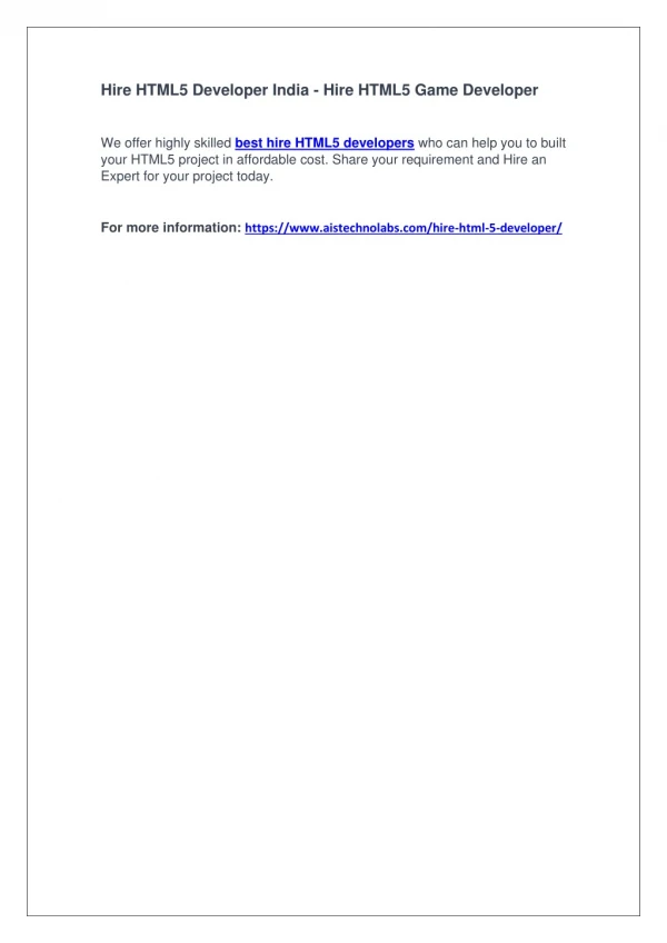 hire html5 developer india hire html5 game