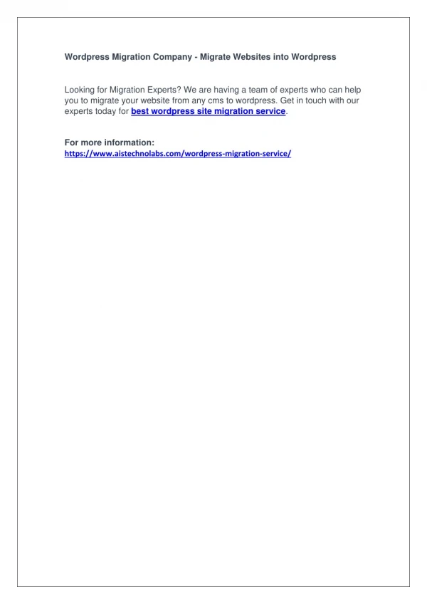 wordpress migration company migrate websites into