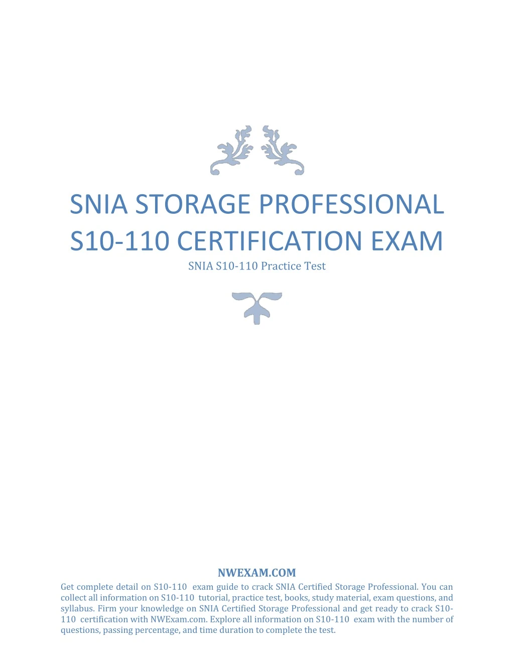 snia storage professional s10 110 certification