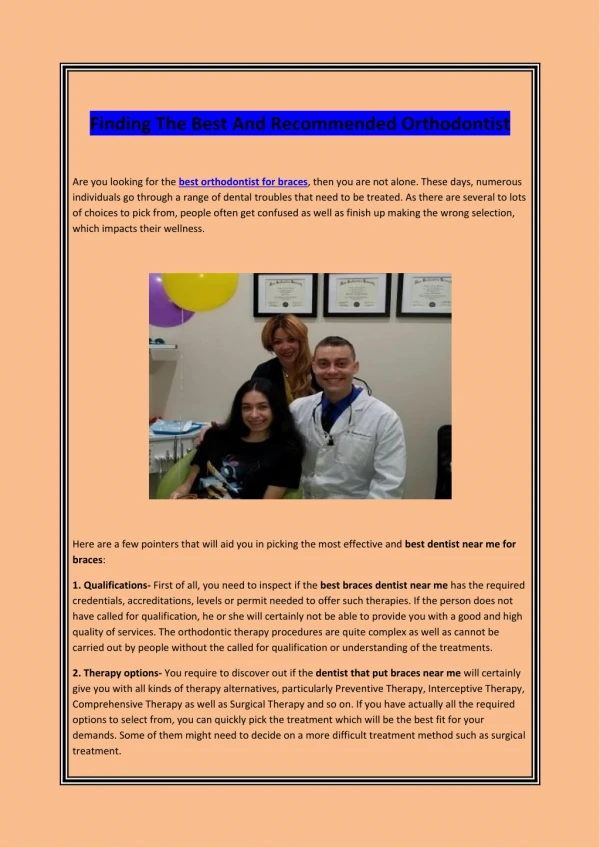 finding the best and recommended orthodontist