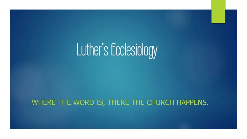 luther s ecclesiology
