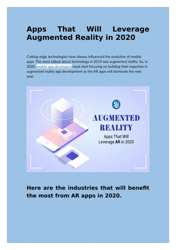 apps that will leverage augmented reality in 2020