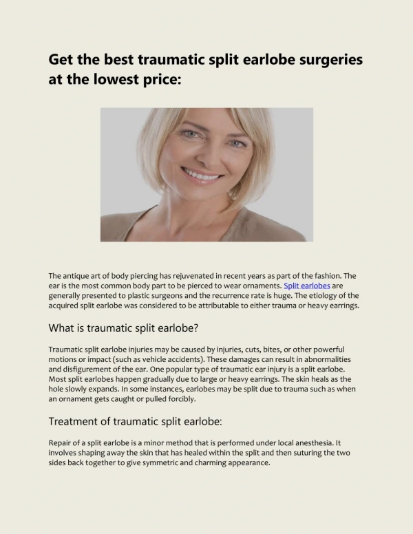 get the best traumatic split earlobe surgeries