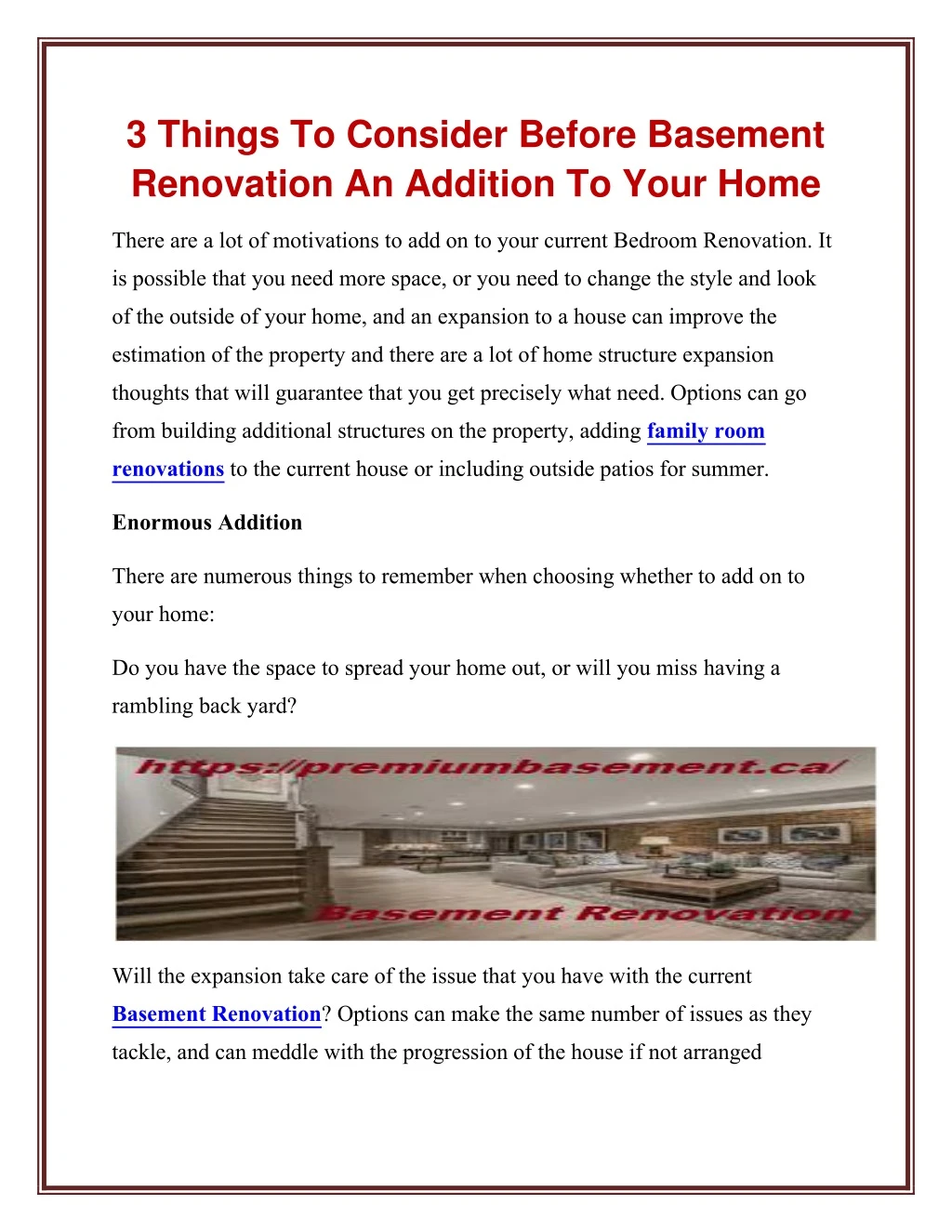 3 things to consider before basement renovation