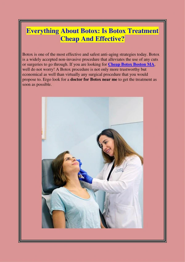 everything about botox is botox treatment cheap