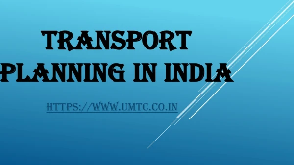 transport planning in india