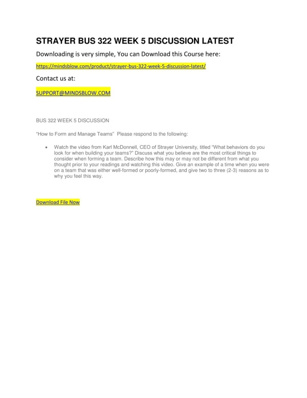 strayer bus 322 week 5 discussion latest