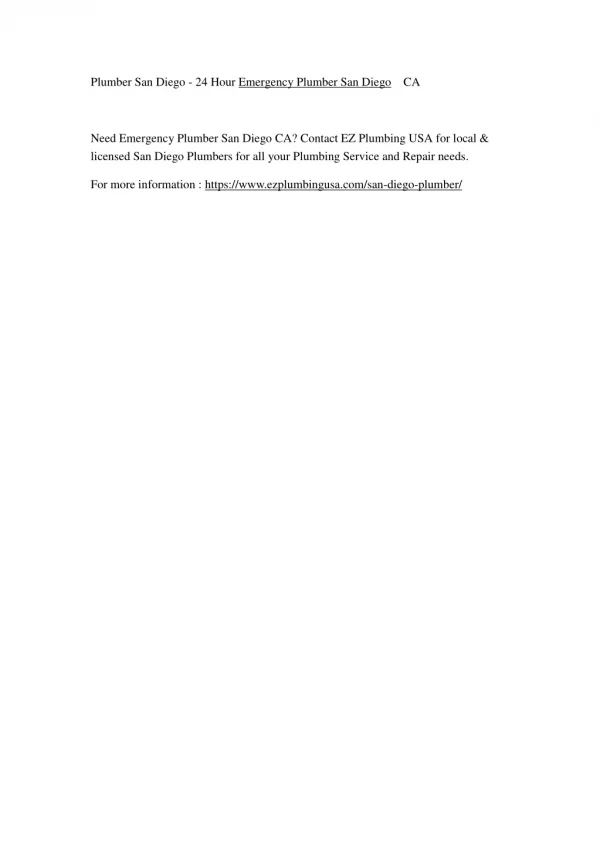 plumber san diego 24 hour emergency plumber
