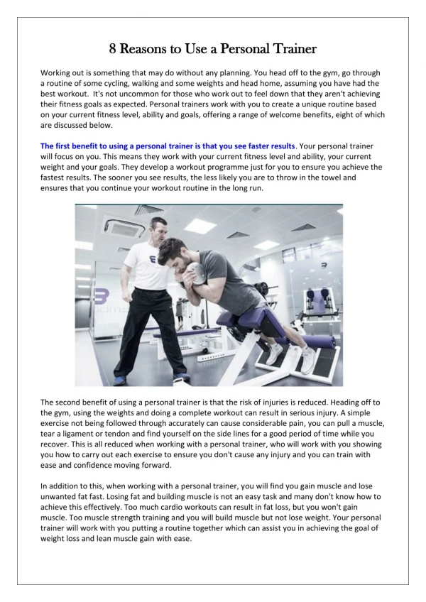 8 Reasons to Use a Personal Trainer