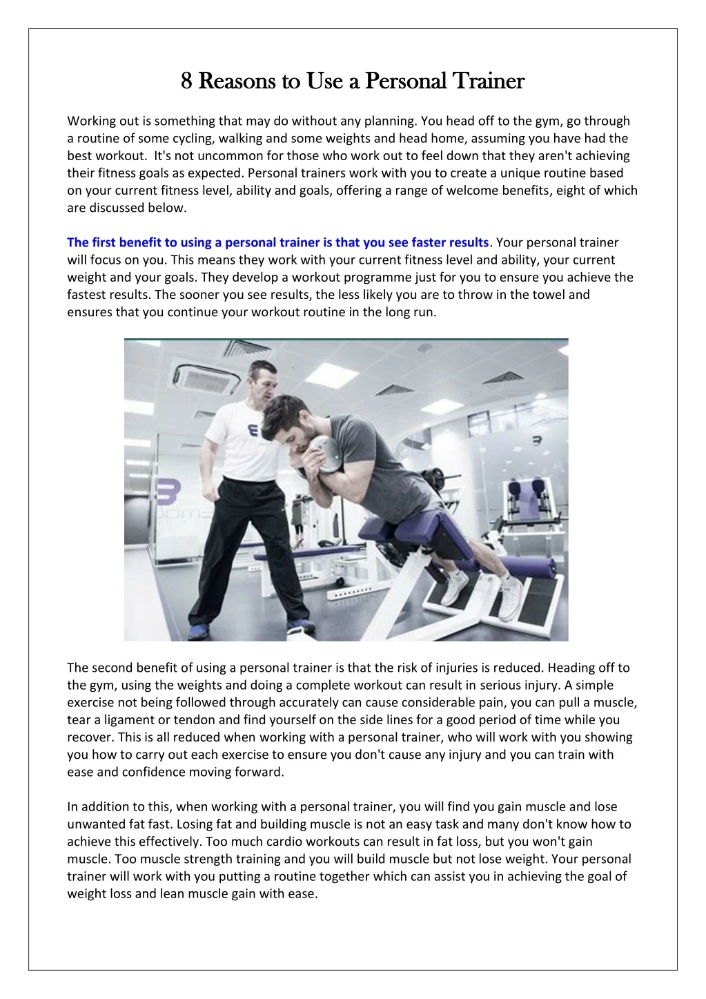8 reasons to use a personal trainer 8 reasons