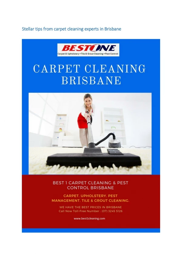 Stellar tips from carpet cleaning experts in Brisbane