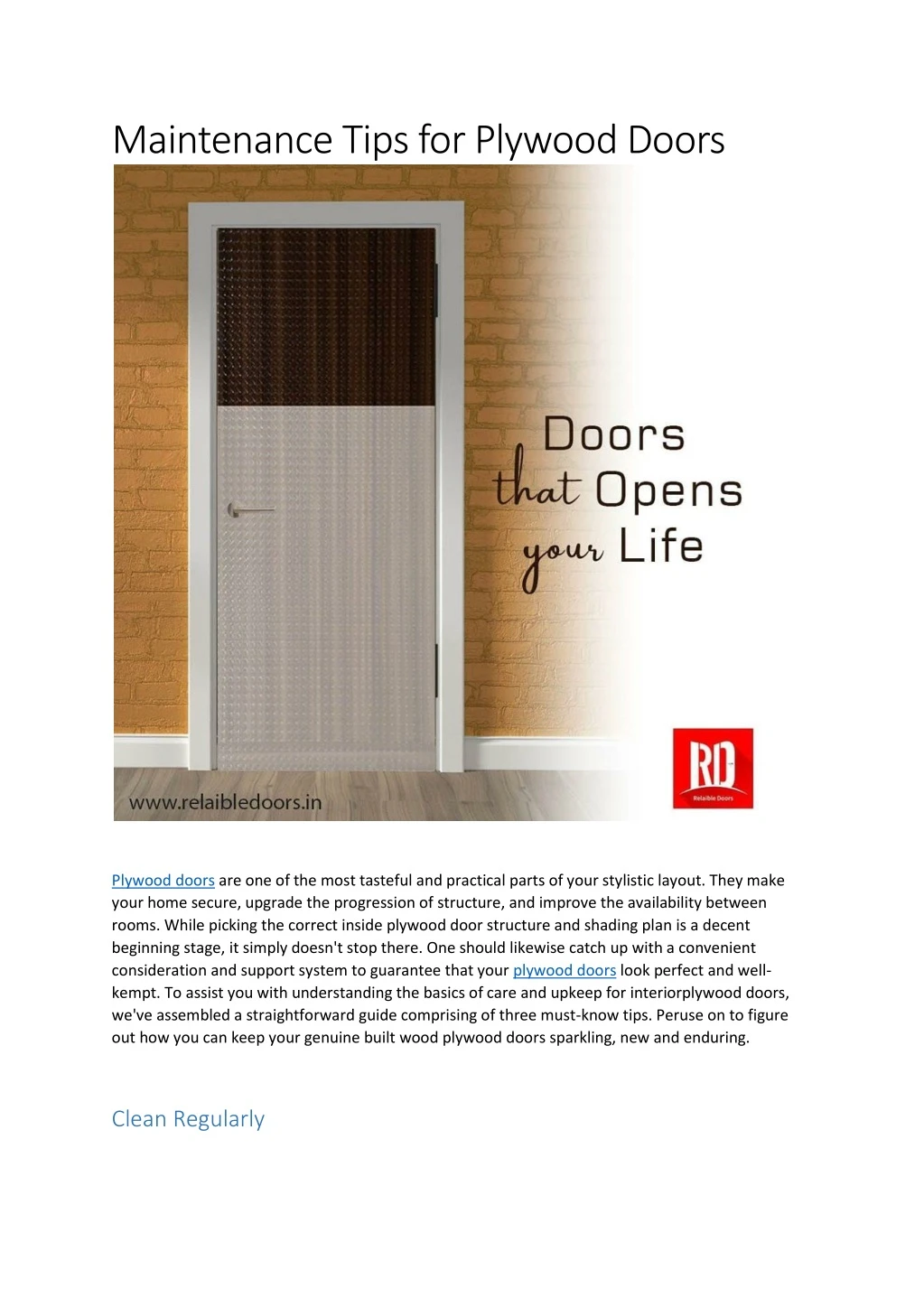 maintenance tips for plywood doors