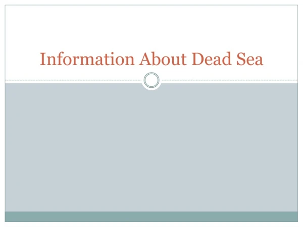 information about dead sea
