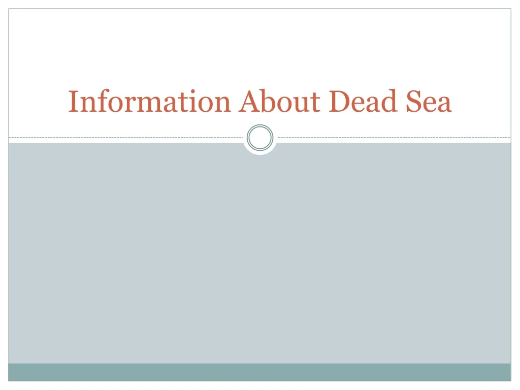 information about dead sea