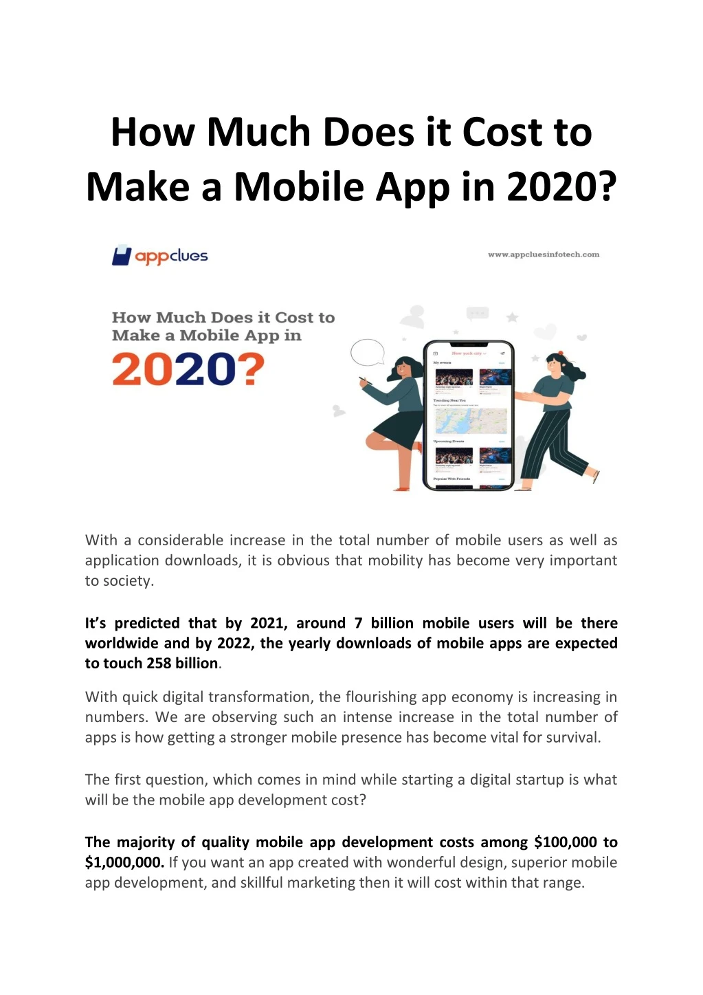 how much does it cost to make a mobile app in 2020