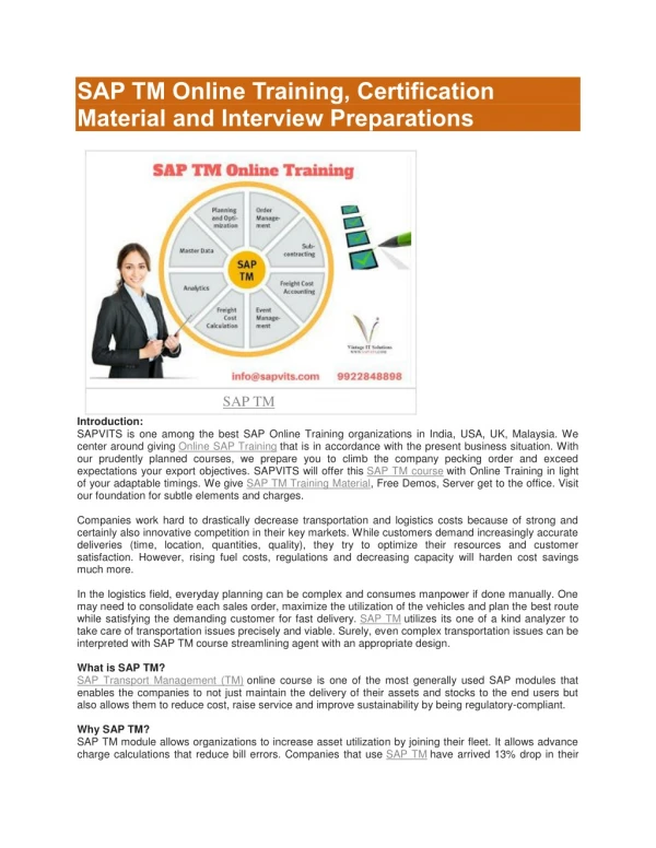 sap tm online training certification material