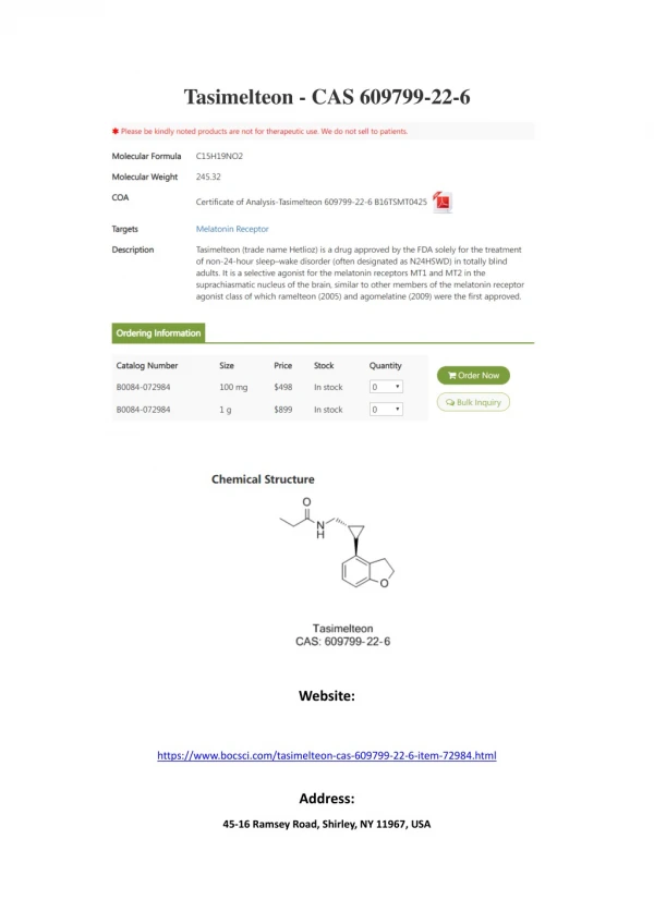 Tasimelteon - CAS 609799-22-6