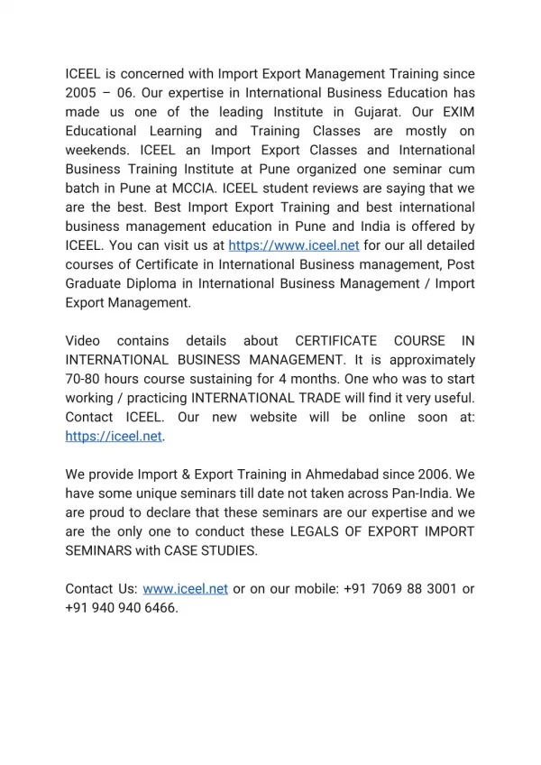 ICEEL - IT Services, Import Export Training Institute, IT Solutions and Maintenance Support