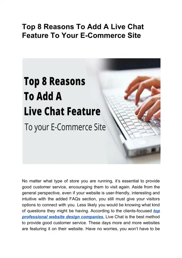 top 8 reasons to add a live chat feature to your