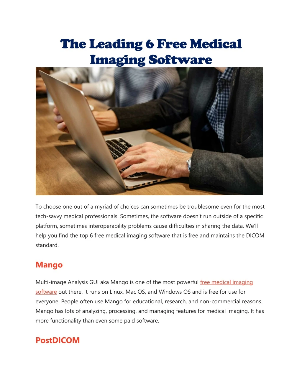 the leading 6 free medical imaging software