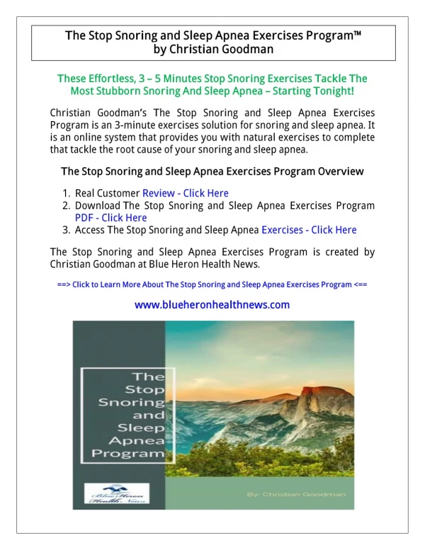 (PDF) The Stop Snoring And Sleep Apnea Exercise Program PDF Download: Blue Heron Stop Snoring Exercises Review