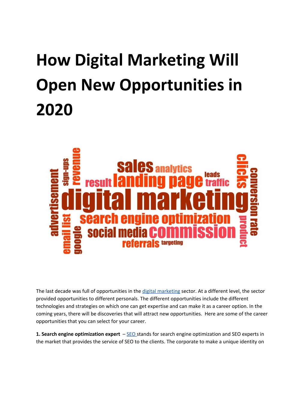 how digital marketing will open new opportunities