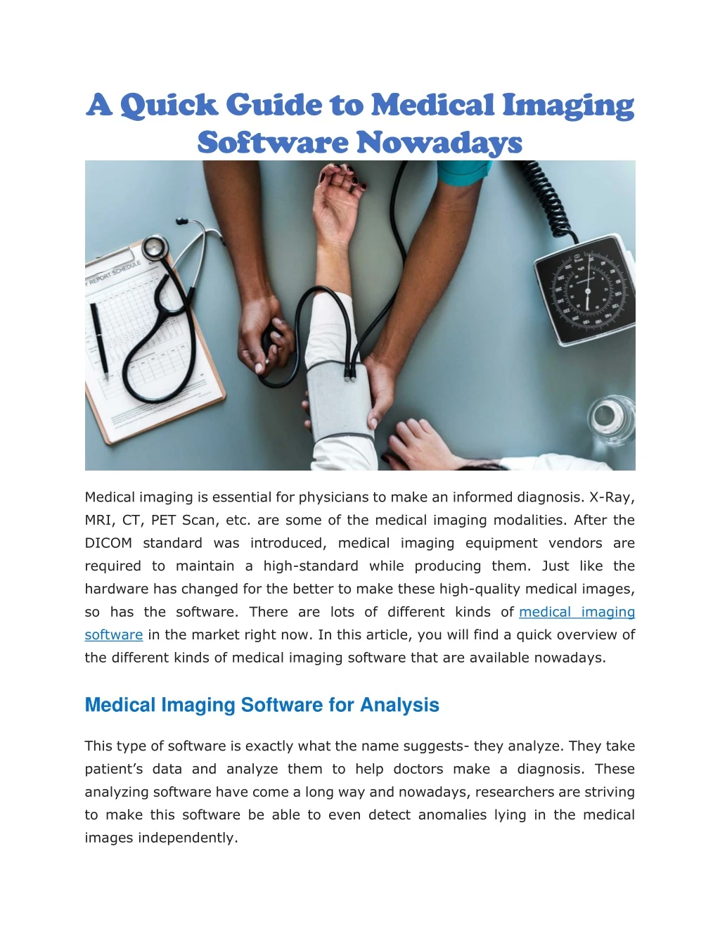 a quick guide to medical imaging software nowadays
