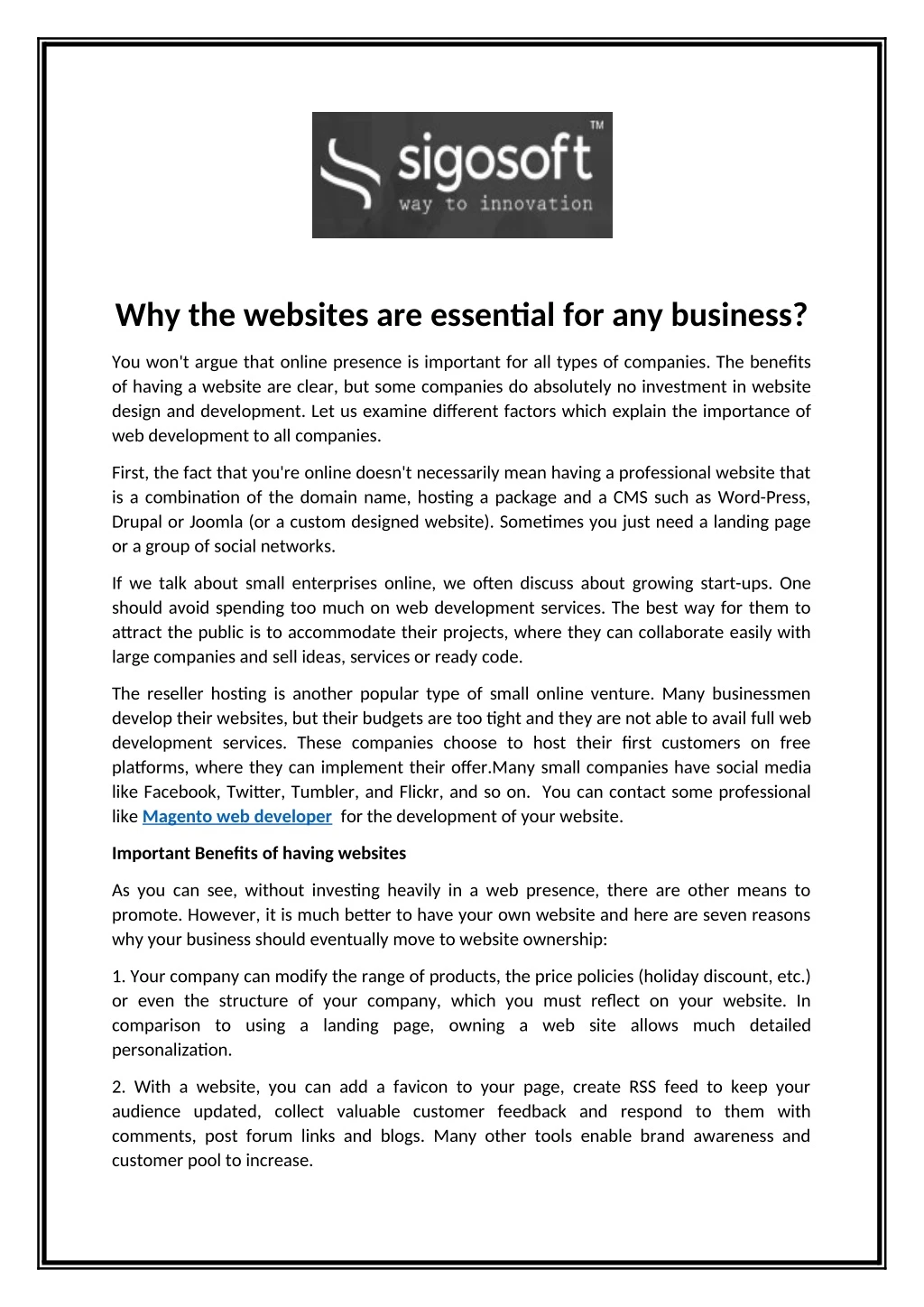 why the websites are essential for any business