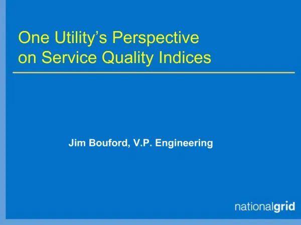 One Utility s Perspective on Service Quality Indices