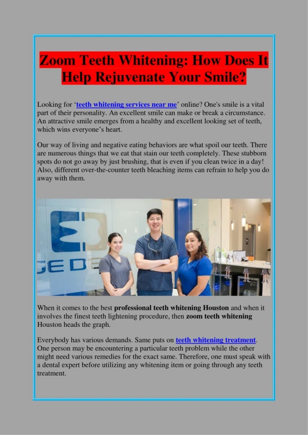 zoom teeth whitening how does it help rejuvenate