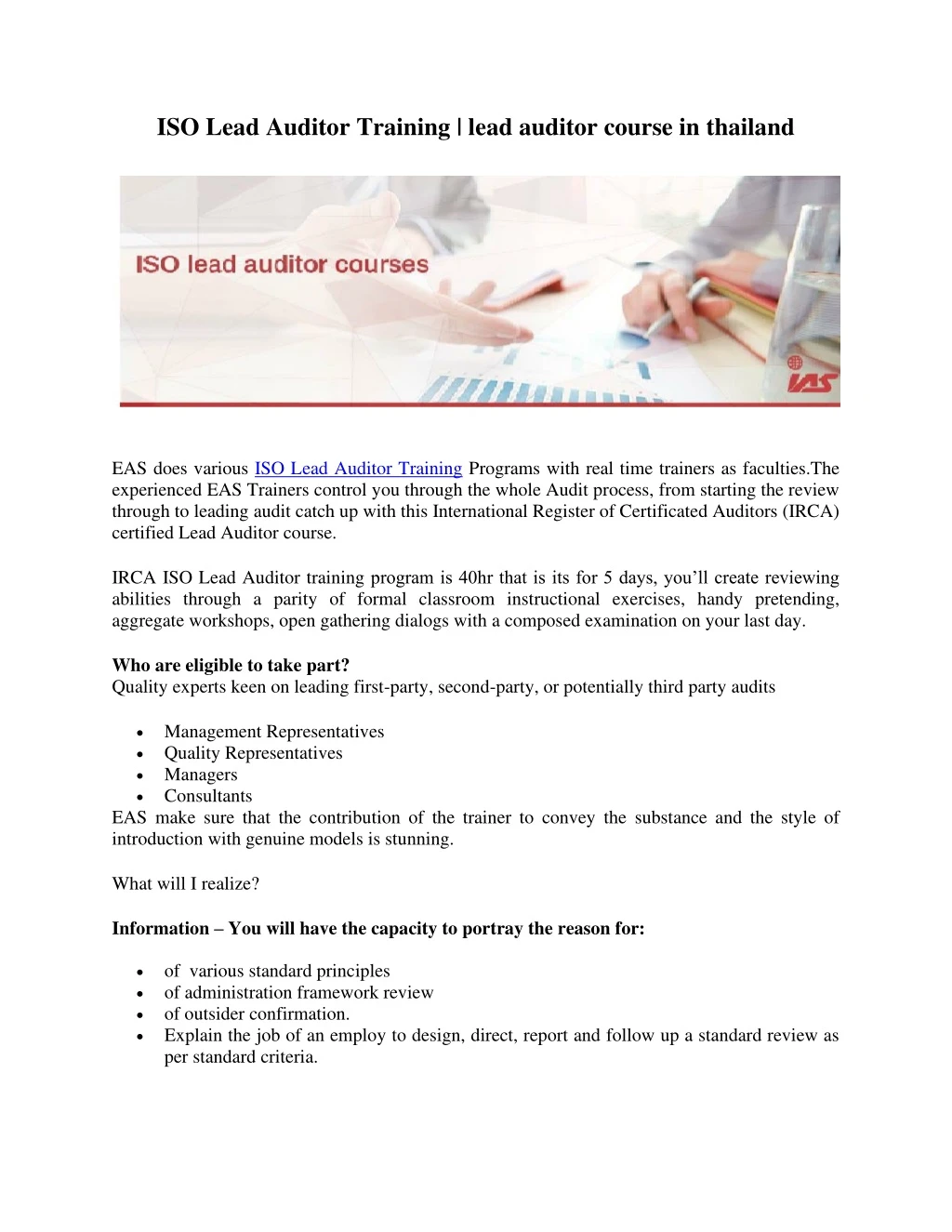 iso lead auditor training lead auditor course