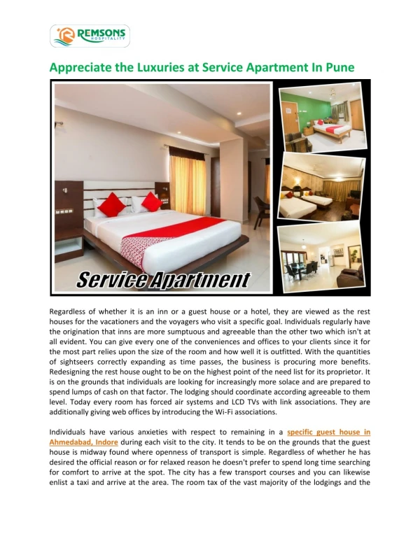 Luxuries Service Apartment In Pune