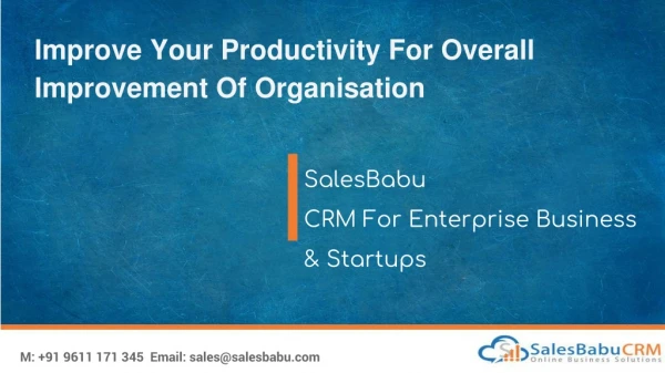 improve your productivity for overall improvement