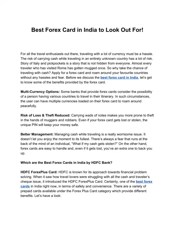 Best Forex Card in India to Look Out For!