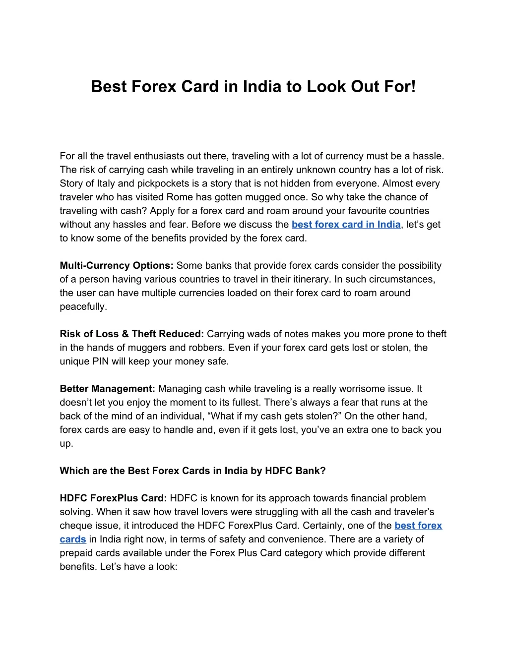 best forex card in india to look out for