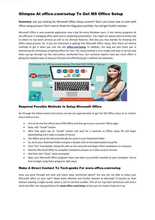 Glimpse At office.com/setup To Get MS Office Setup