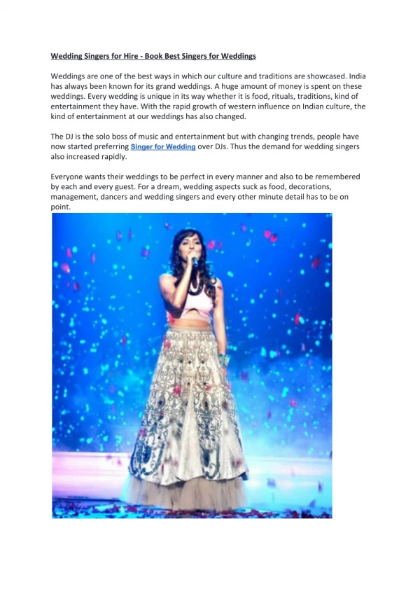 wedding singers for hire book best singers